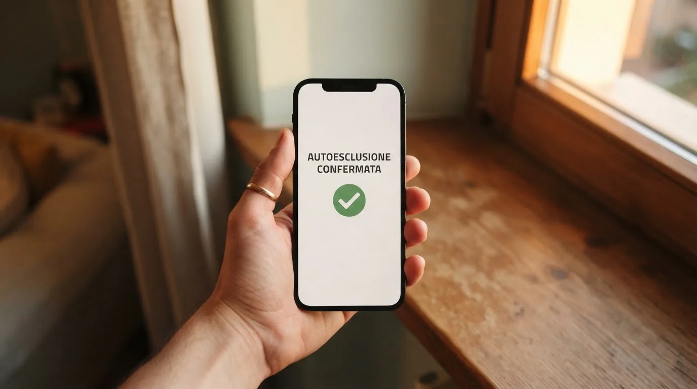 Mano che tiene uno smartphone accanto a una finestra, luce serale tranquilla — casino non aams legali in italia