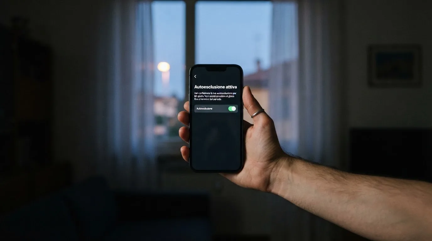Mano che tiene uno smartphone accanto a una finestra, luce serale tranquilla — casino online sanremo